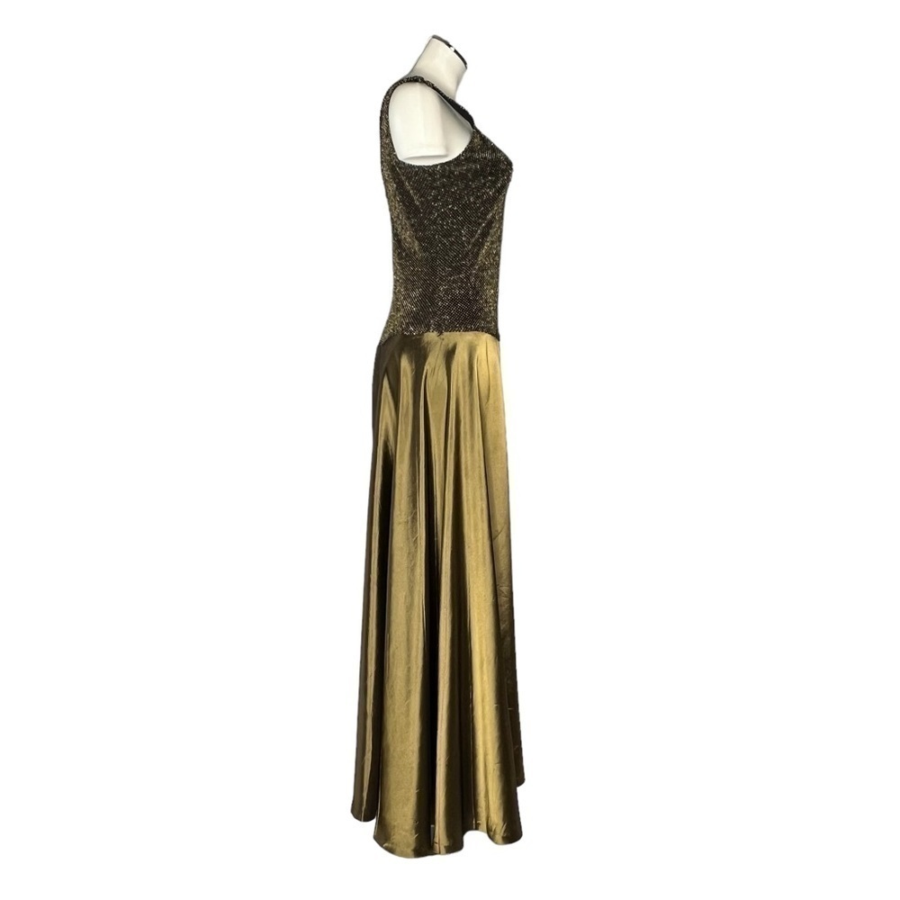 JS COLLECTIONS Metallic Gold Sleeveless Maxi Dress Evening Gown Size 12 - Picture 4 of 16